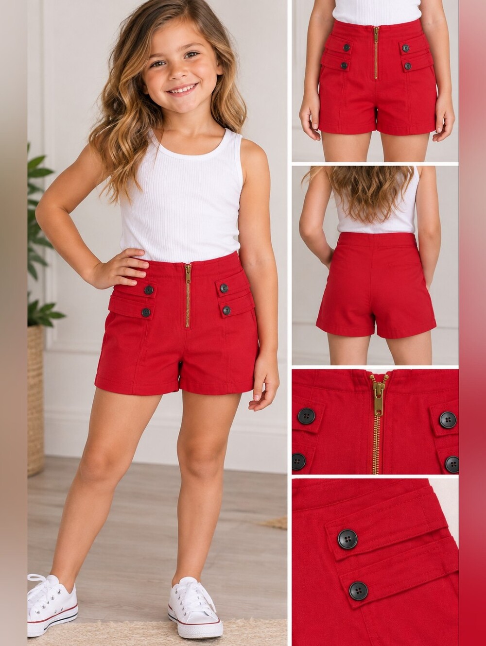 New emme Jordan girls medium red shorts #03